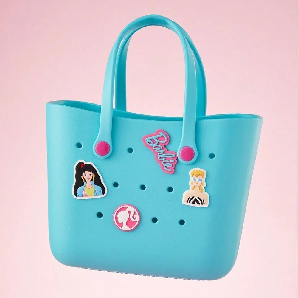 Blue Casual Women's Cartoon Pattern Tote Bag Portable Travel School Lunch Picnic